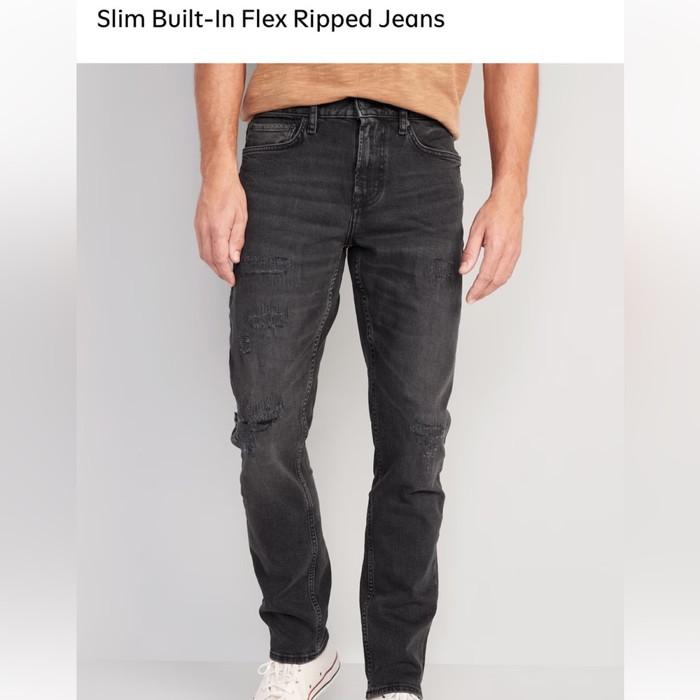 Old Navy Black Slim Jeans ( MENS)  with Distressed Details